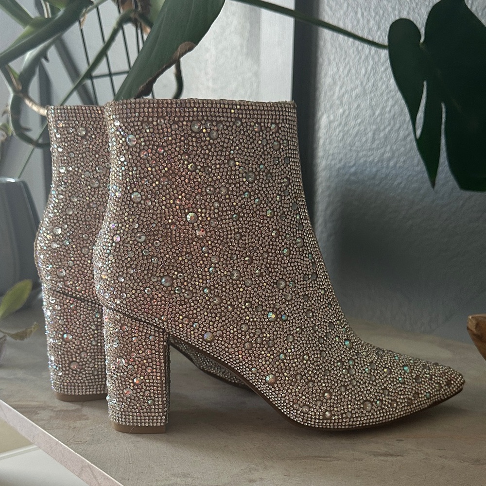 Elegant Rhinestone Ankle Boots